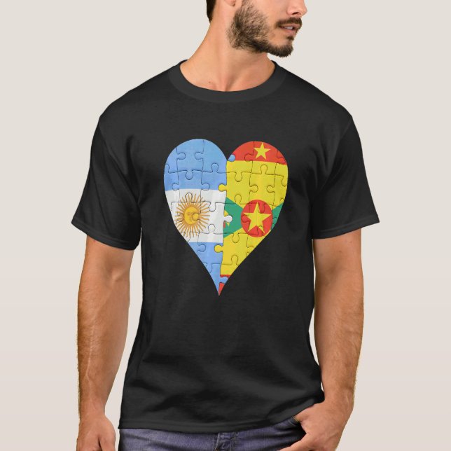 T-shirt Drapeau argentin du Grenade Coeur (Devant)