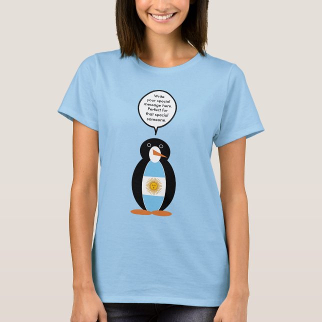 T-shirt Drapeau argentin parlant à Mme Penguin (Devant)
