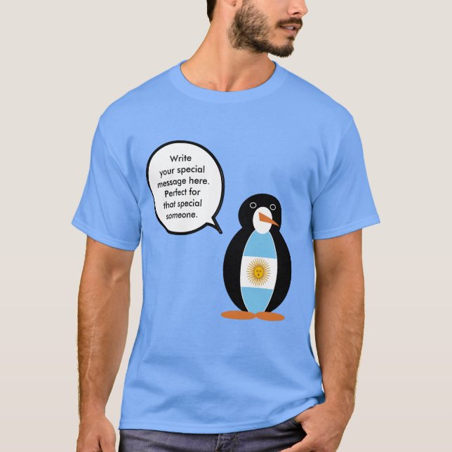 T-shirt Drapeau argentin parlant de Mme Penguin Hommes (Devant)