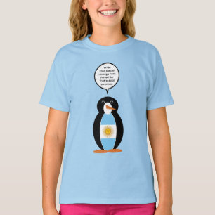 T-shirt Drapeau Argentin Pingouin Parlant Personnalisé