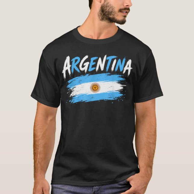 T-shirt Drapeau Argentin Rétro Vintage Argentin (Devant)