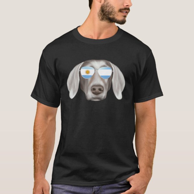 T-shirt Drapeau Argentin Weimaraner Argentine Pochette (Devant)