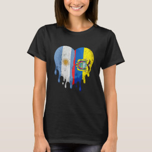 T-shirt Drapeau Argentine Équateur Cœur Citoyen Élevé Patr
