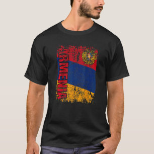 T-shirt DRAPEAU ARMÉNIEN GRAND Drapeau Vintage DÉMIT ARMÉN