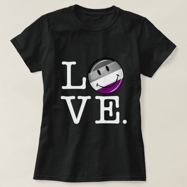 T-shirt Drapeau asexuel de fierté d'amour (Design devant)