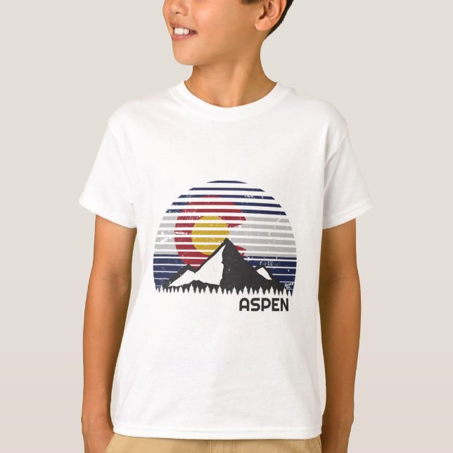 T-shirt Drapeau Aspen Colorado - Co Mountain (Devant)