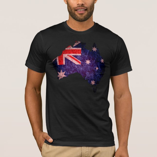 T-shirt Drapeau australien et cartes (Devant)