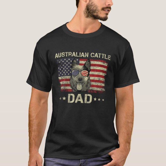 T-shirt Drapeau australien papa Amoureux des chiens améric (Devant)