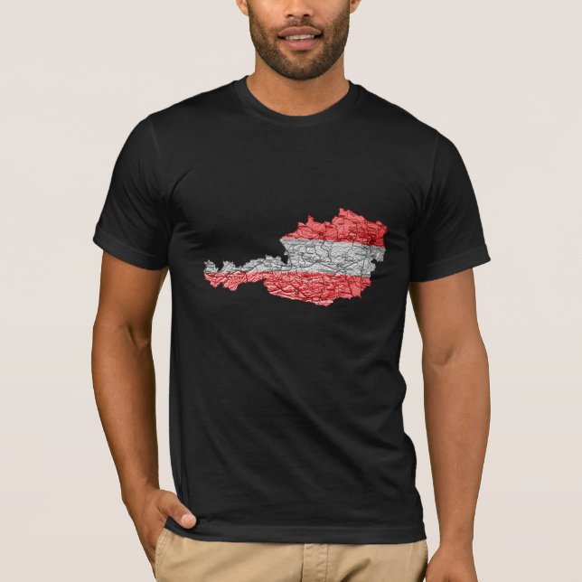 T-Shirt Drapeau Autriche Carte aux Couleurs (Devant)