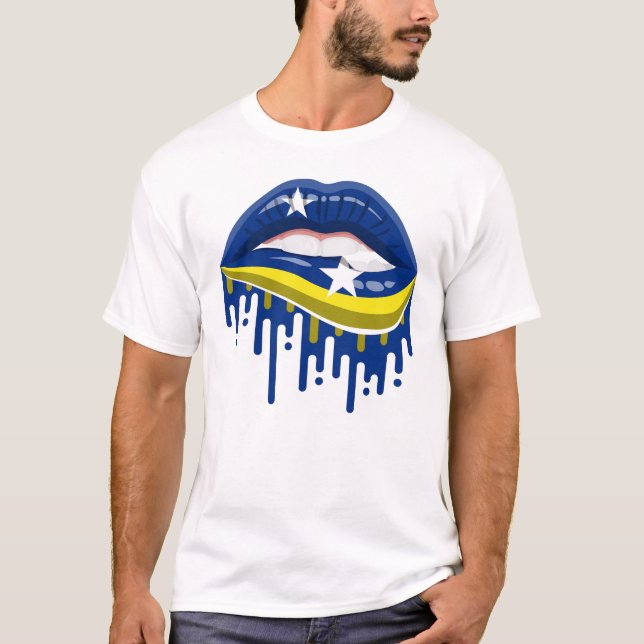 T-shirt Drapeau aux lèvres de Curaçao (Devant)