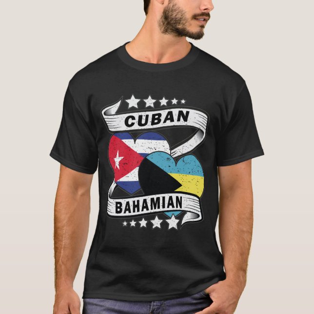 T-shirt Drapeau Bahaméen Et Cubain (Devant)