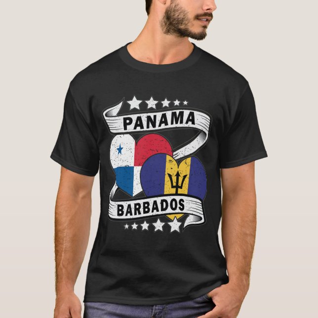 T-shirt Drapeau Barbade Et Aanama (Devant)