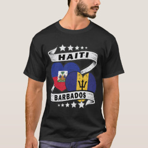 T-shirt Drapeau Barbade Et Haïti