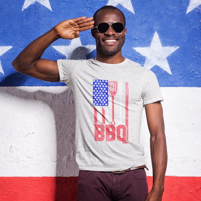 T-shirt Drapeau BBQ américain estompé (Créateur téléchargé)