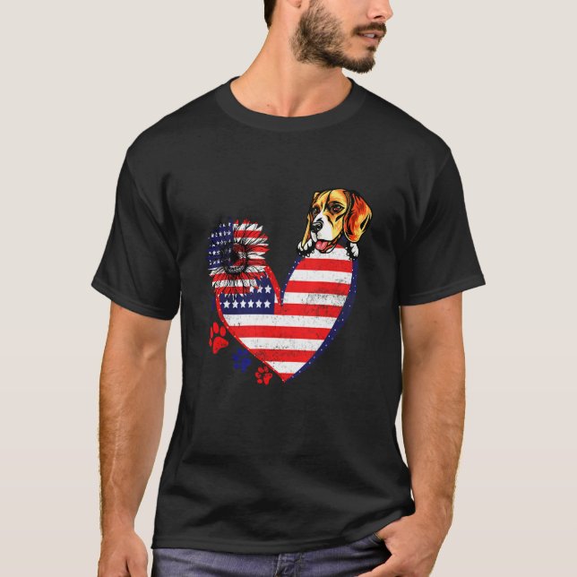 T-shirt Drapeau beagle Tournesol Chien (Devant)