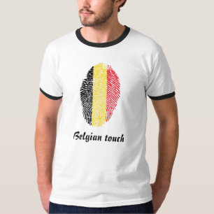 T-shirt Drapeau belge d'empreinte digitale de contact