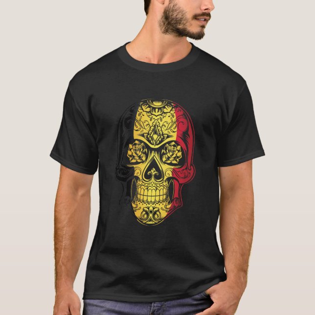 T-shirt Drapeau Belge Et Rose (Devant)