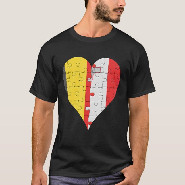 T-shirt Drapeau belge maltais Coeur (Devant)