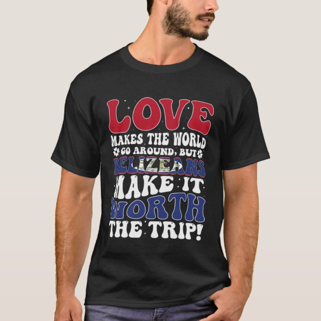 T-shirt Drapeau Belize Hommes & Femmes mignonnes jusqu'à B (Devant)