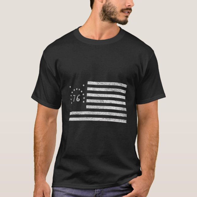T-shirt Drapeau Bennington Drapeau Américain Étoiles Et Ba (Devant)