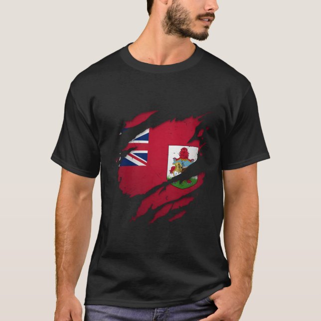 T-shirt Drapeau Bermudien déchiré (Devant)