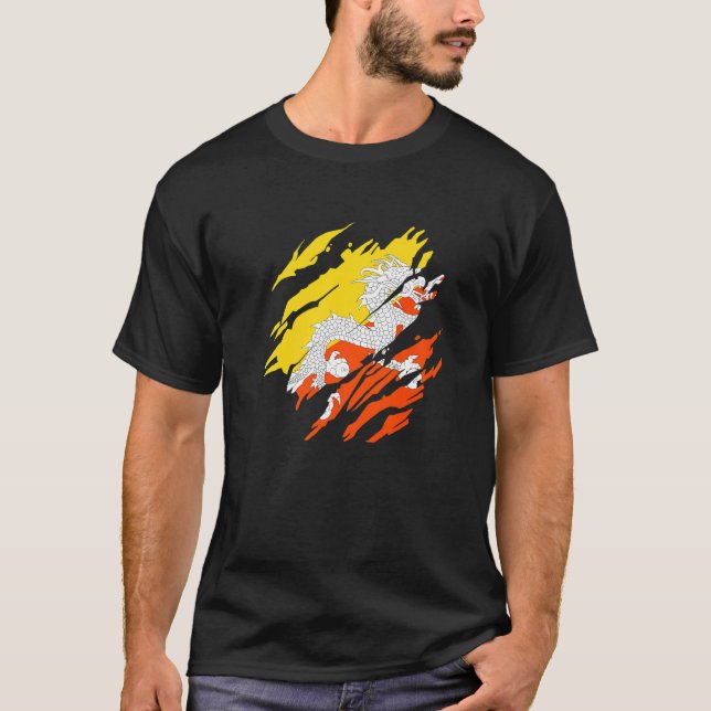 T-shirt Drapeau bhoutanais Bhoutan (Devant)