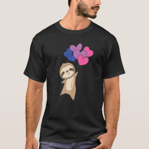 T-shirt Drapeau Bi Fierté Lgbtq Ballon Cœurs Paresseux