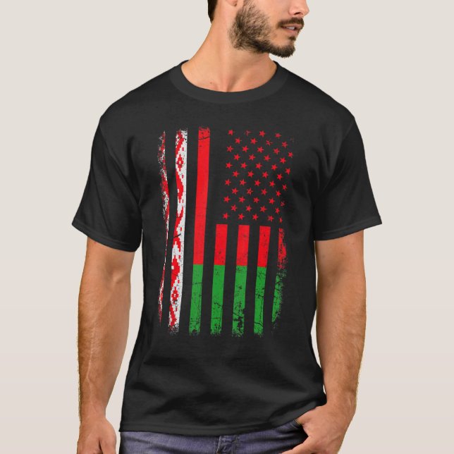 T-shirt Drapeau biélorusse américain Biélorussie Amérique  (Devant)