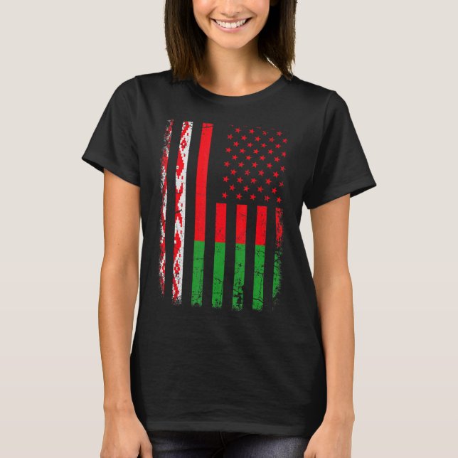 T-shirt Drapeau biélorusse américain Biélorussie Amérique  (Devant)