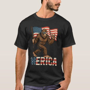 T-shirt Drapeau Bigfoot Merica Rock Patriotique Américain 
