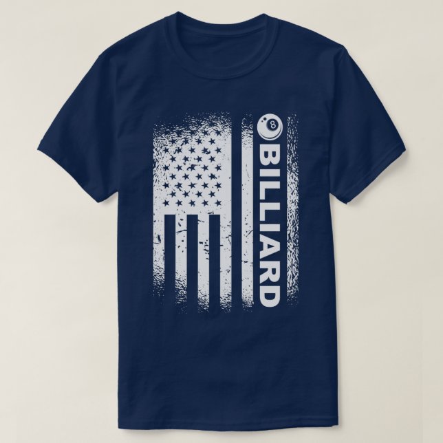 T-shirt Drapeau Billiard 8Ball Pool Billiard America (Design devant)