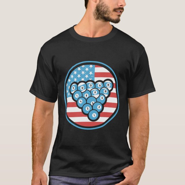T-shirt Drapeau Billiards Pour Hommes Et amp; Drapeau Amér (Devant)