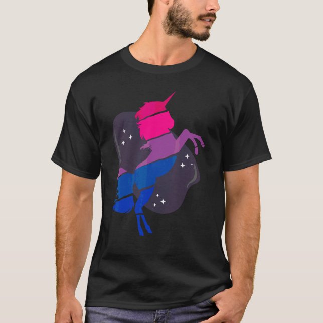 T-shirt Drapeau Bisexual Bi Pride Unicorne (Devant)