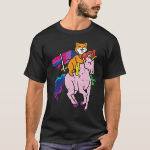 T-shirt Drapeau Bisexuel Chat Licorne Bi Mois de la Fierté
