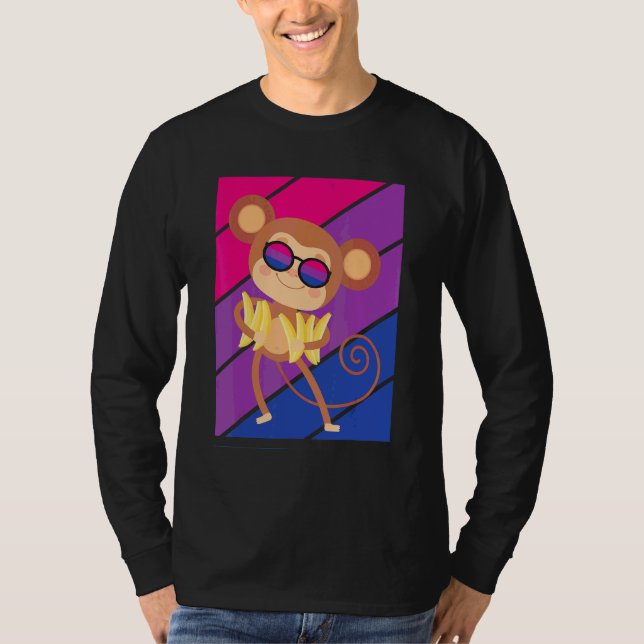 T-shirt Drapeau bisexuel de fierté de singe Fierté de alli (Devant)