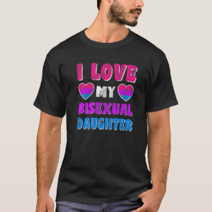 T-shirt Drapeau Bisexuel Fierté Bi Drapeau J'aime Mon Dau 