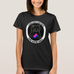 T-shirt Drapeau Bisexuel J'Aime Les Chats Et Les Garçons E