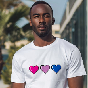 T-shirt Drapeau Bisexuel Pixel Cœur
