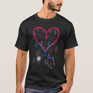 T-shirt Drapeau bisexuel Stethoscope Coeur Infirmière Rn S