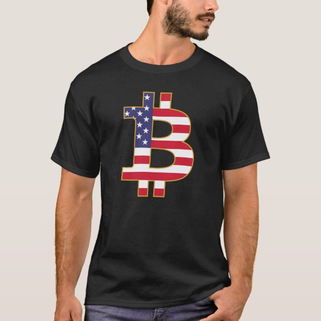 T-shirt Drapeau Bitcoin USA - Btc Crypto (Devant)