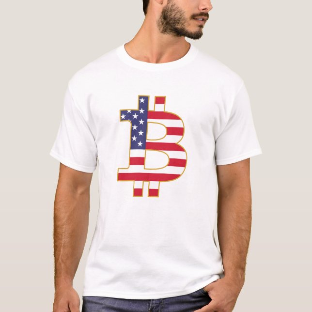 T-shirt Drapeau Bitcoin USA - Btc Crypto (Devant)