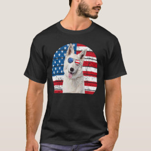 T-shirt Drapeau blanc allemand berger américain 4juillet G