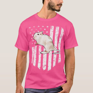 T-shirt Drapeau blanc américain Gerbil 4 juillet animal de