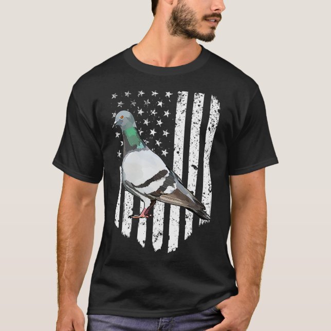T-shirt Drapeau blanc américain Pigeon Bird 4 juillet (Devant)