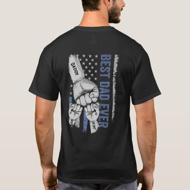 T-shirt Drapeau bleu américain meilleur papa (Dos)