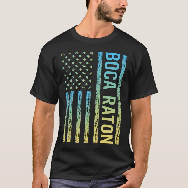 T-shirt Drapeau bleu jaune - Boca Raton (Devant)