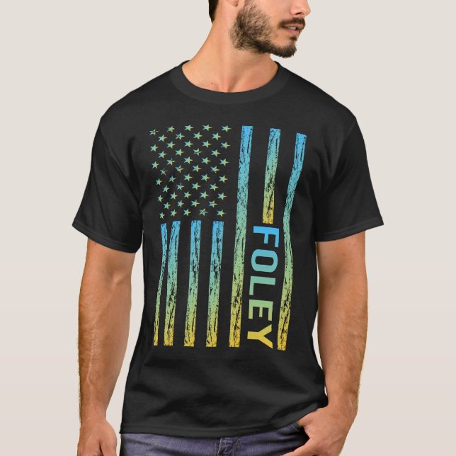 T-shirt Drapeau bleu jaune États-Unis Foley (Devant)