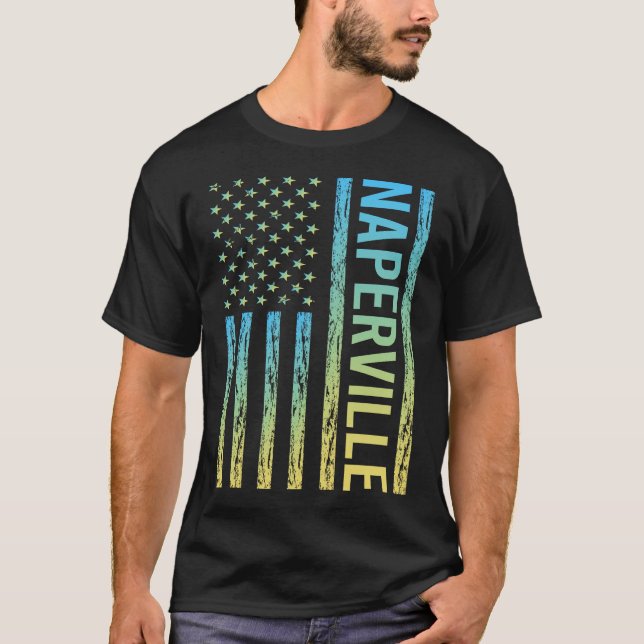 T-shirt Drapeau bleu jaune - Naperville (Devant)