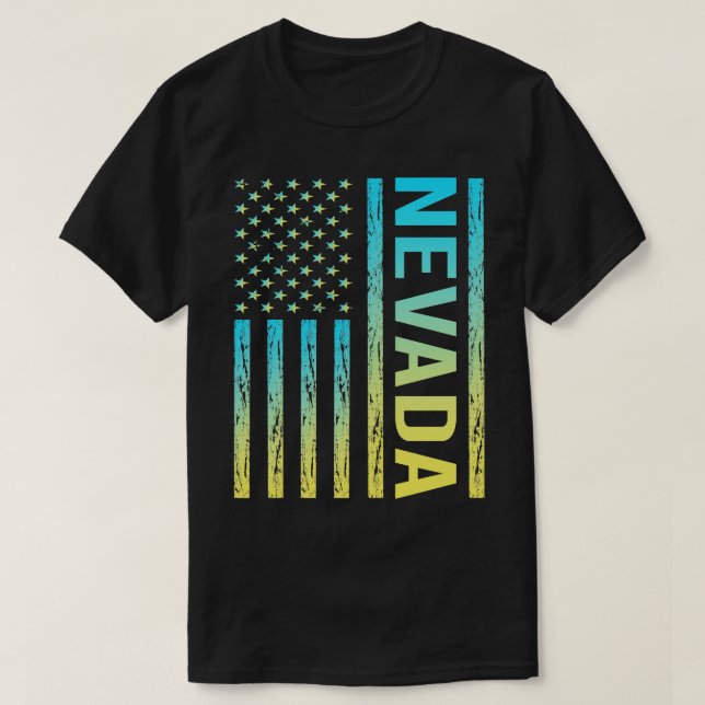 T-shirt Drapeau bleu jaune Nevada (Design devant)