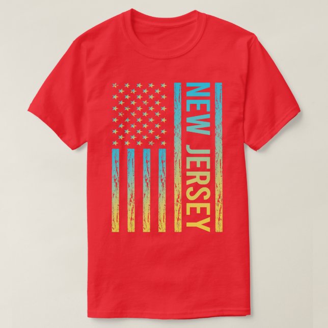T-shirt Drapeau bleu jaune New Jersey (Design devant)